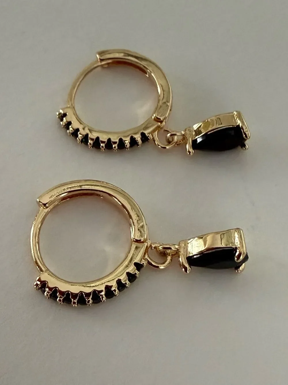 Men’s Gold Tone Huggie Hoops with Black Stones